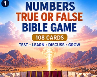 Numbers True or False Bible Game, 108 Cards, Printable Christian Family Church Youth Game, Digital Download