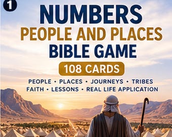 Numbers People and Places Bible Game, 108 Cards, Printable Christian Family Church Youth Game, Digital Download