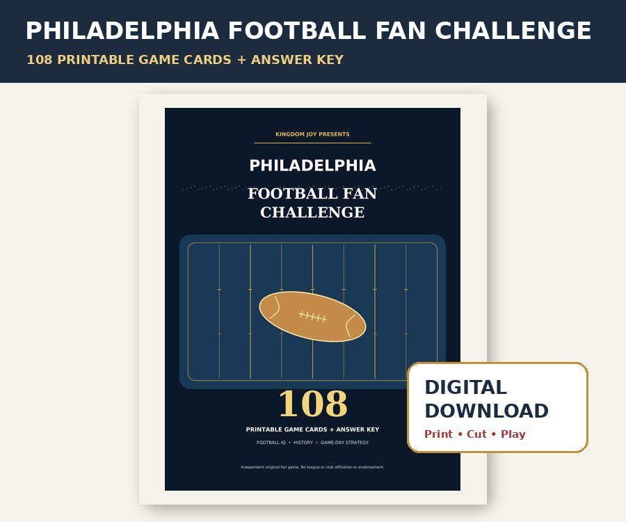 Philadelphia Football Fan Challenge | 108 Printable Game Cards (Digital Download) cover
