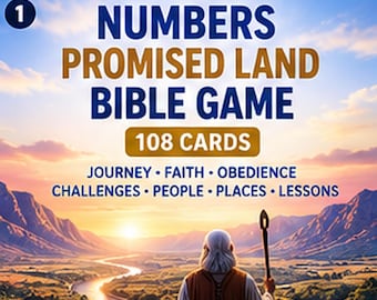 Numbers Promised Land Bible Game, 108 Cards, Printable Christian Family Church Youth Game, Digital Download