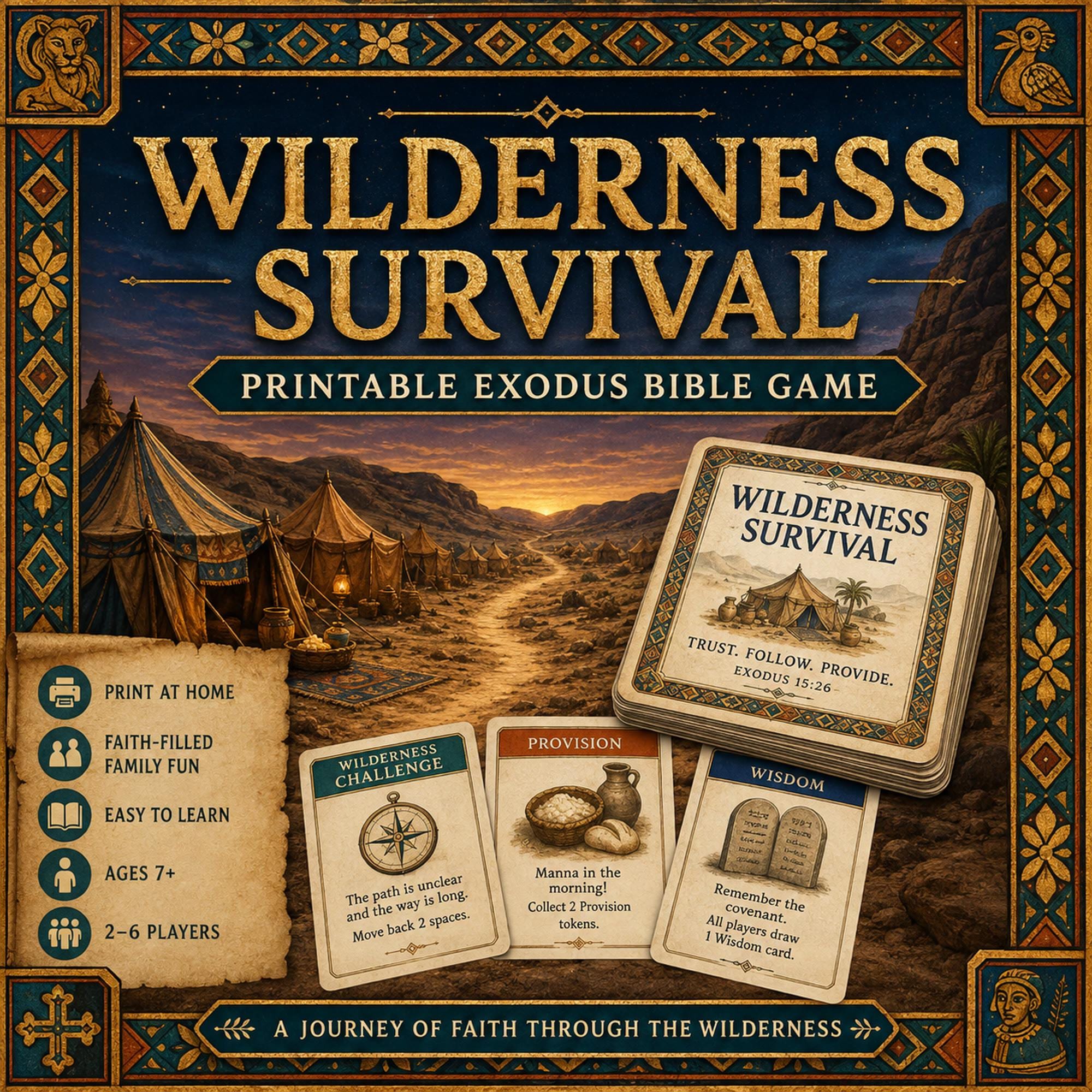 Wilderness Survival Bible Game, Exodus Printable Christian Family Game, Digital Download cover