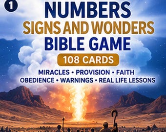 Numbers Signs and Wonders Bible Game, 108 Cards, Printable Christian Family Church Youth Game, Digital Download