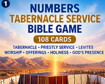 Numbers Tabernacle Service Bible Game, 108 Cards, Printable Christian Family Church Youth Game, Digital Download