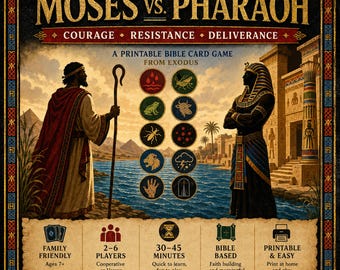 Juego bíblico "Enfrentamiento de las Diez Plagas", juego familiar cristiano imprimible sobre el Éxodo, descarga digital.