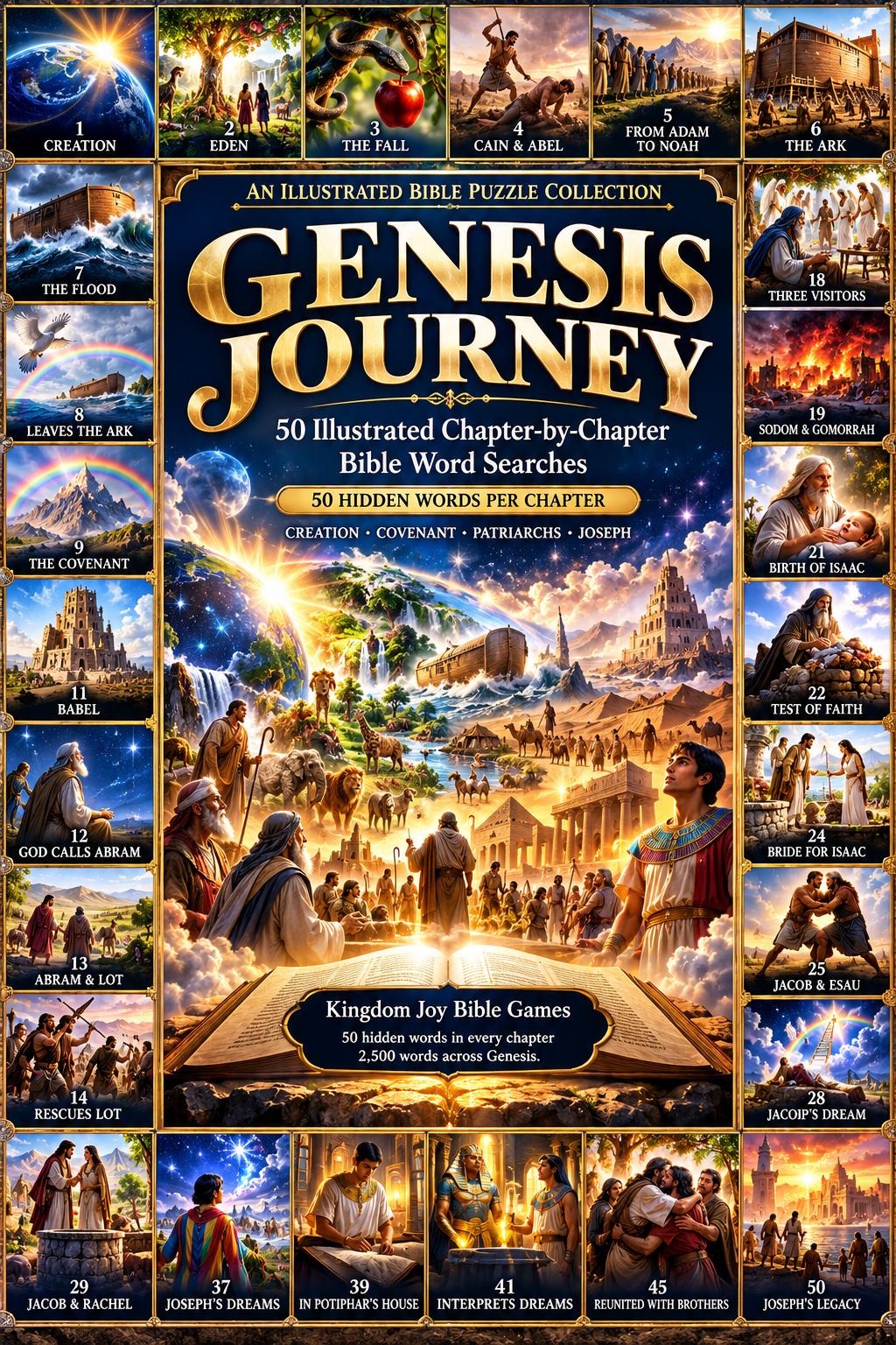 Genesis Bible Word Search Puzzles, 50 Chapter Activity Book (Digital Download) cover