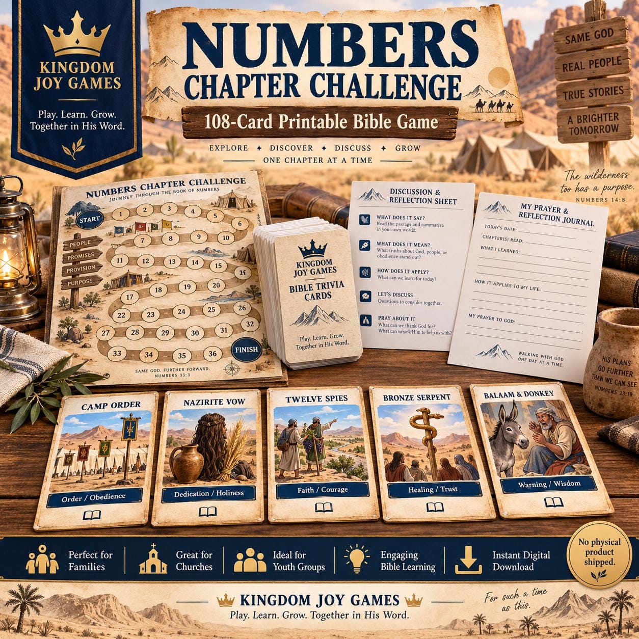 Numbers Chapter Challenge Bible Game, 108-Card Printable (Digital Download) cover