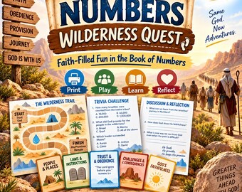 Numbers Wilderness Quest Bible Game, 108-Card Printable (Digital Download)