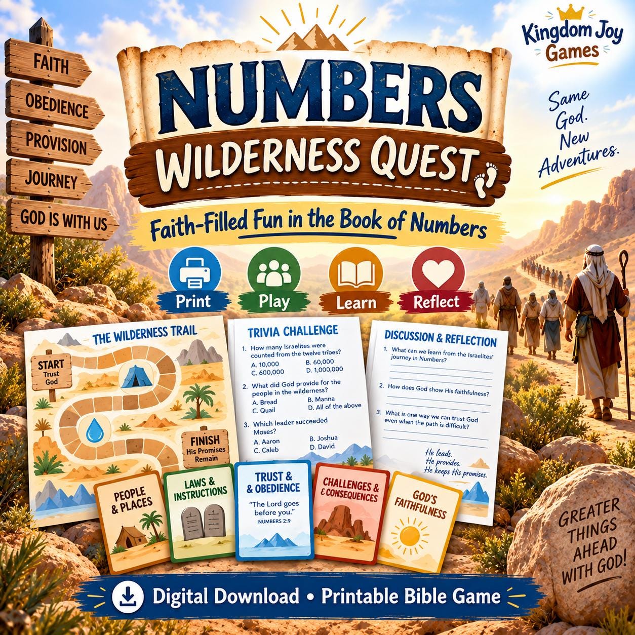 Numbers Wilderness Quest Bible Game, 108-Card Printable (Digital Download) cover