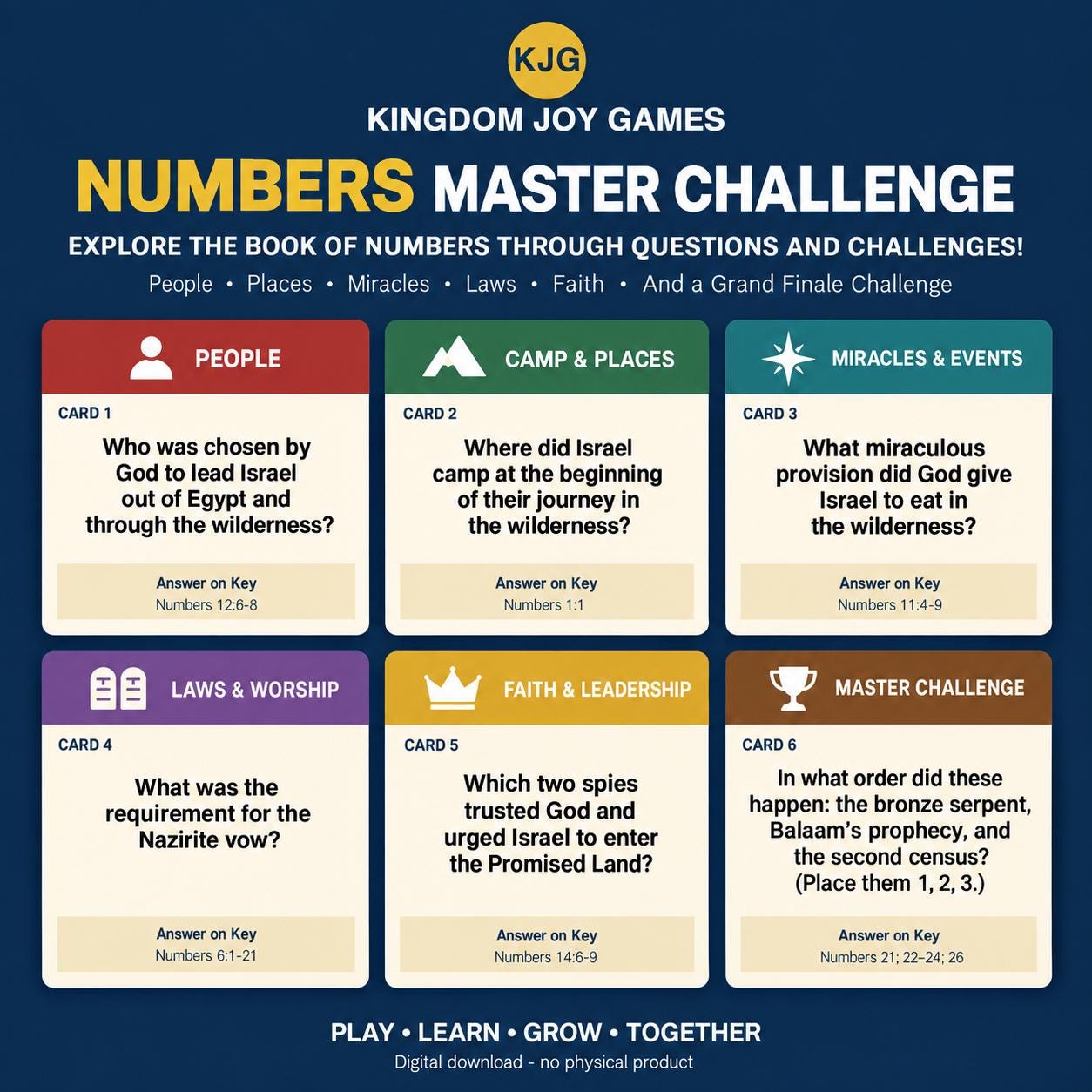 Numbers Master Challenge Bible Game, 108-Card Printable (Digital Download) cover