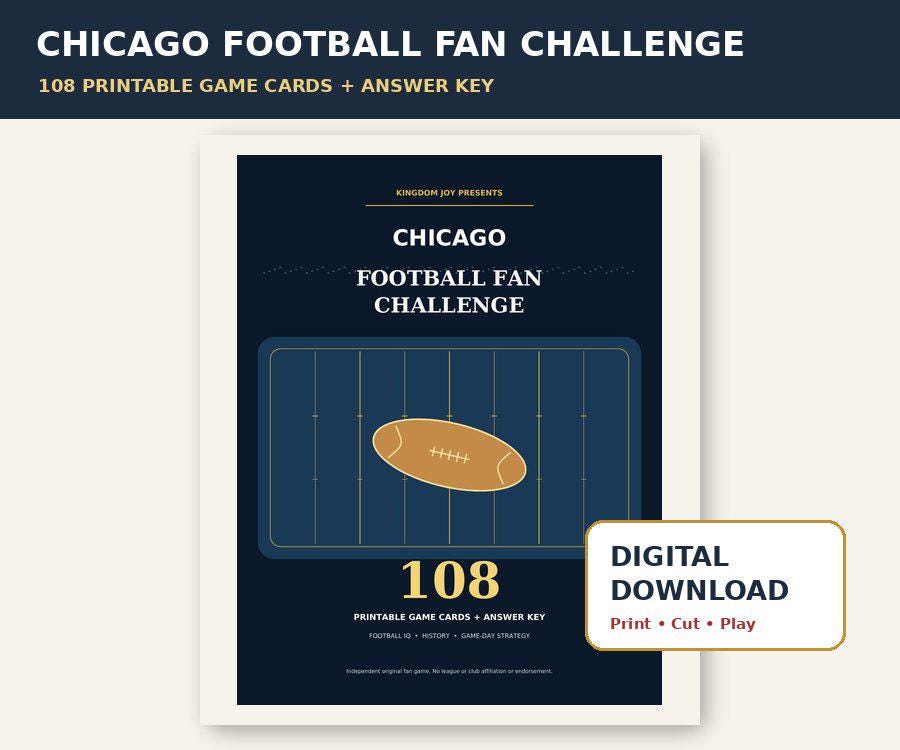 Chicago Football Fan Challenge | 108-Card Trivia Game (Digital Download) cover