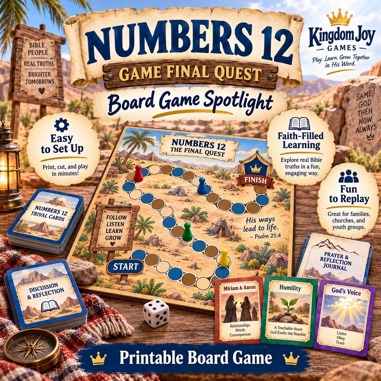 Numbers 12 Bible Game, 108-Card Printable Board Game (Digital Download) cover