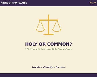 ¿Sagrado o profano? Juego bíblico del Levítico, 108 tarjetas imprimibles (descarga digital)