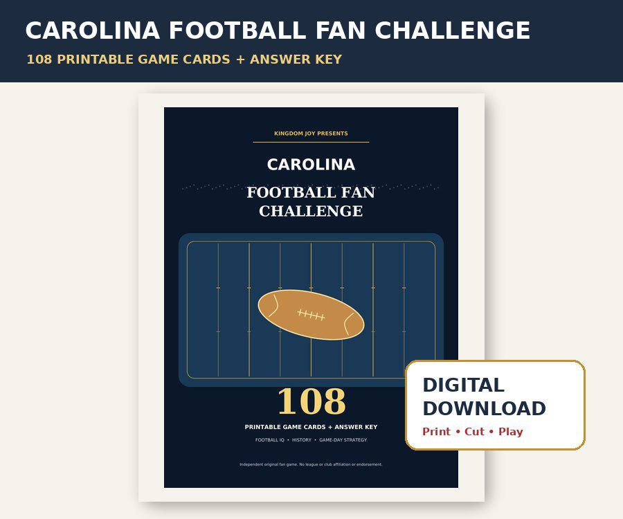 Carolina Football Fan Challenge | 108-Card Trivia Game (Digital Download) cover