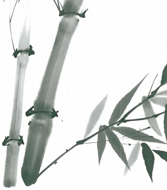 Original-Kunst "Bambus-Zweig" - japanische Sumi-e - asiatische Malerei -  Wand-Dekor - home Dekor - schwarz und wei - Wallpaper - Etsy.de