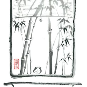 Original Sumi-e Painting &quot;Bamboo outside my window&quot; - Japanese art - Wall decor - ink wash - bamboo brash