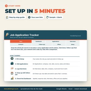 Job Application Tracker Spreadsheet Google Sheets Excel | Job Search Planner, Interview Tracker, Follow-Ups, Offer Comparison image 9