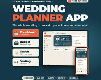 Wedding Planner App | Wedding Checklist, Budget Tracker, Guest List and RSVP Tracker, Seating Chart, Vendor List, Works Offline