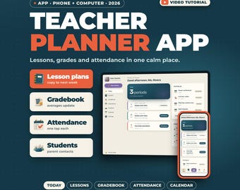 Application de planification pour enseignants | Planificateur de cours, carnet de notes numérique, suivi des présences, journal des contacts parents, calendrier scolaire, fonctionne hors ligne