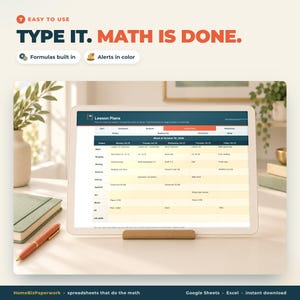 Planificador de educación en casa (hoja de cálculo, Google Sheets, Excel) / Planes de lecciones, asistencia y horas, registro de calificaciones, registro de lectura, currículo imagen 8