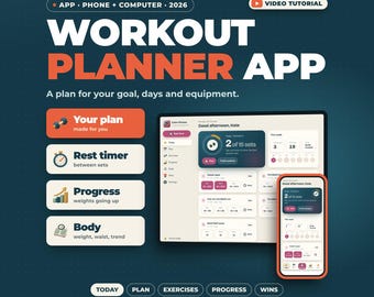 Application de planification d'entraînement | Suivi de forme physique, programme d'entraînement à domicile et en salle, minuteur de repos, journal de musculation, suivi des mensurations, hors ligne