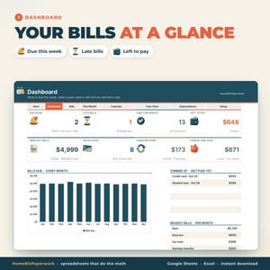 Bill Tracker Spreadsheet Google Sheets Excel | Bill Calendar, Monthly Bill Organizer, Bill Payment Checklist, Subscription Tracker image 2