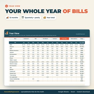 Bill Tracker Spreadsheet Google Sheets Excel | Bill Calendar, Monthly Bill Organizer, Bill Payment Checklist, Subscription Tracker image 5