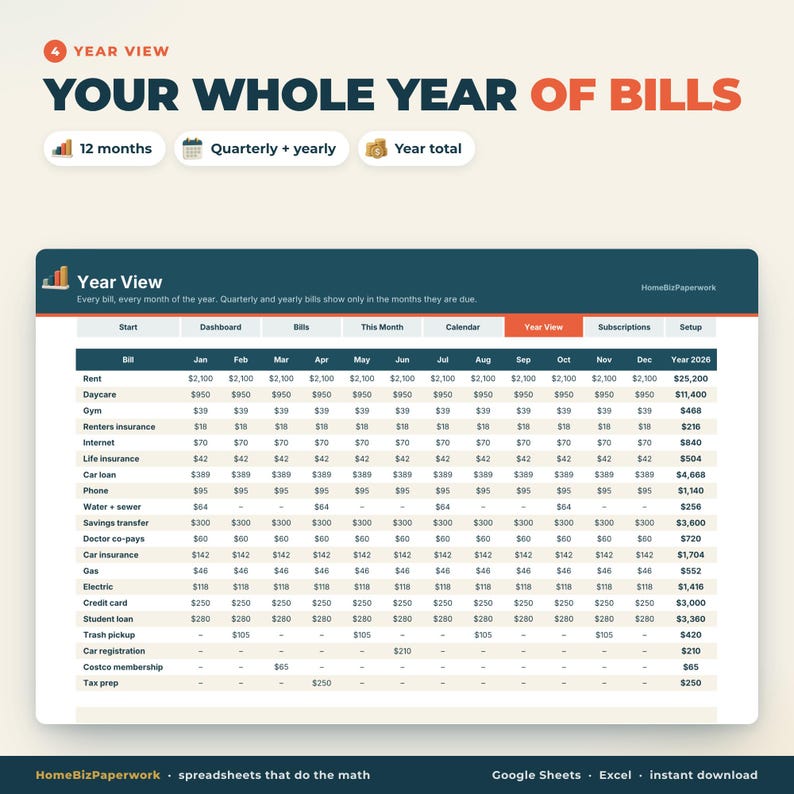 Bill Tracker Spreadsheet Google Sheets Excel | Bill Calendar, Monthly Bill Organizer, Bill Payment Checklist, Subscription Tracker image 5