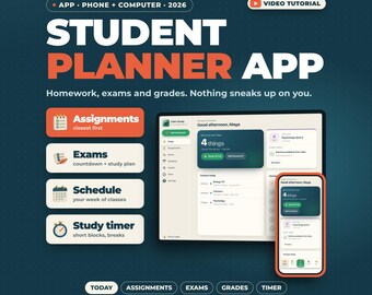 Application de planification étudiante | Planificateur de devoirs, suivi des travaux, compte à rebours des examens et plan d'études, emploi du temps, suivi des notes, hors ligne