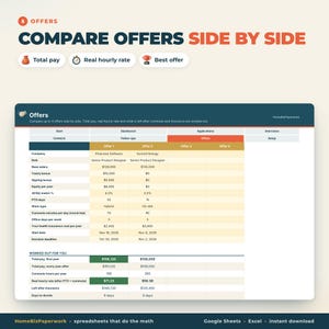 Job Application Tracker Spreadsheet Google Sheets Excel | Job Search Planner, Interview Tracker, Follow-Ups, Offer Comparison image 6