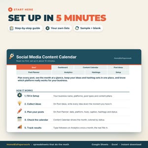 Calendario dei contenuti per i social media, foglio di calcolo Google Sheets Excel / Pianificatore di post, pianificatore di Instagram e TikTok, hashtag, tracker di analisi immagine 9