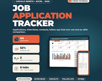 Jobbewerbungs-Tracker (Google Sheets, Excel) | Jobsuche-Planer, Interview-Tracker, Nachfassaktionen, Angebotsvergleich