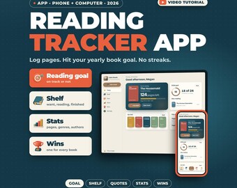 Reading Tracker App | Reading Journal, Book Tracker, Yearly Reading Goal, Pages Log, Book Ratings and Quotes, Works Offline on Phone