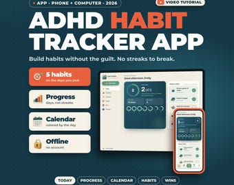 ADHD Habit Tracker App | No Streaks to Break, Daily Habit Planner, Routine Tracker, Monthly Progress Calendar, Works Offline on Phone