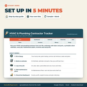 HVAC Plumbing Contractor Tracker Google Sheets Excel | Job Estimate Calculator, Maintenance Plans, Job Tracker, Invoices, Profit image 9
