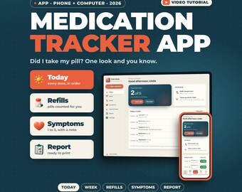 Application de suivi des médicaments | Suivi des pilules, Journal quotidien des médicaments, Suivi des renouvellements d'ordonnance, Journal des symptômes, Compte rendu de consultation médicale, Fonctionne hors ligne