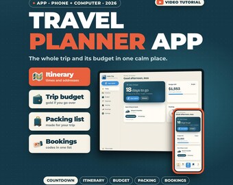 Application de planification de voyage | Planificateur d'itinéraires, Suivi du budget vacances, Liste de bagages, Journal des dépenses de voyage, Réservations, Fonctionne hors ligne