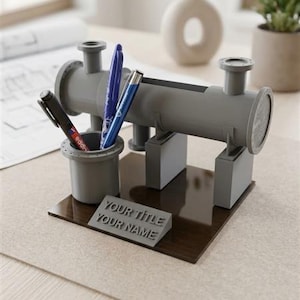 Heat Exchanger Business Card Holder, Industrial Desk Organizer, Personalized Engineer Gift