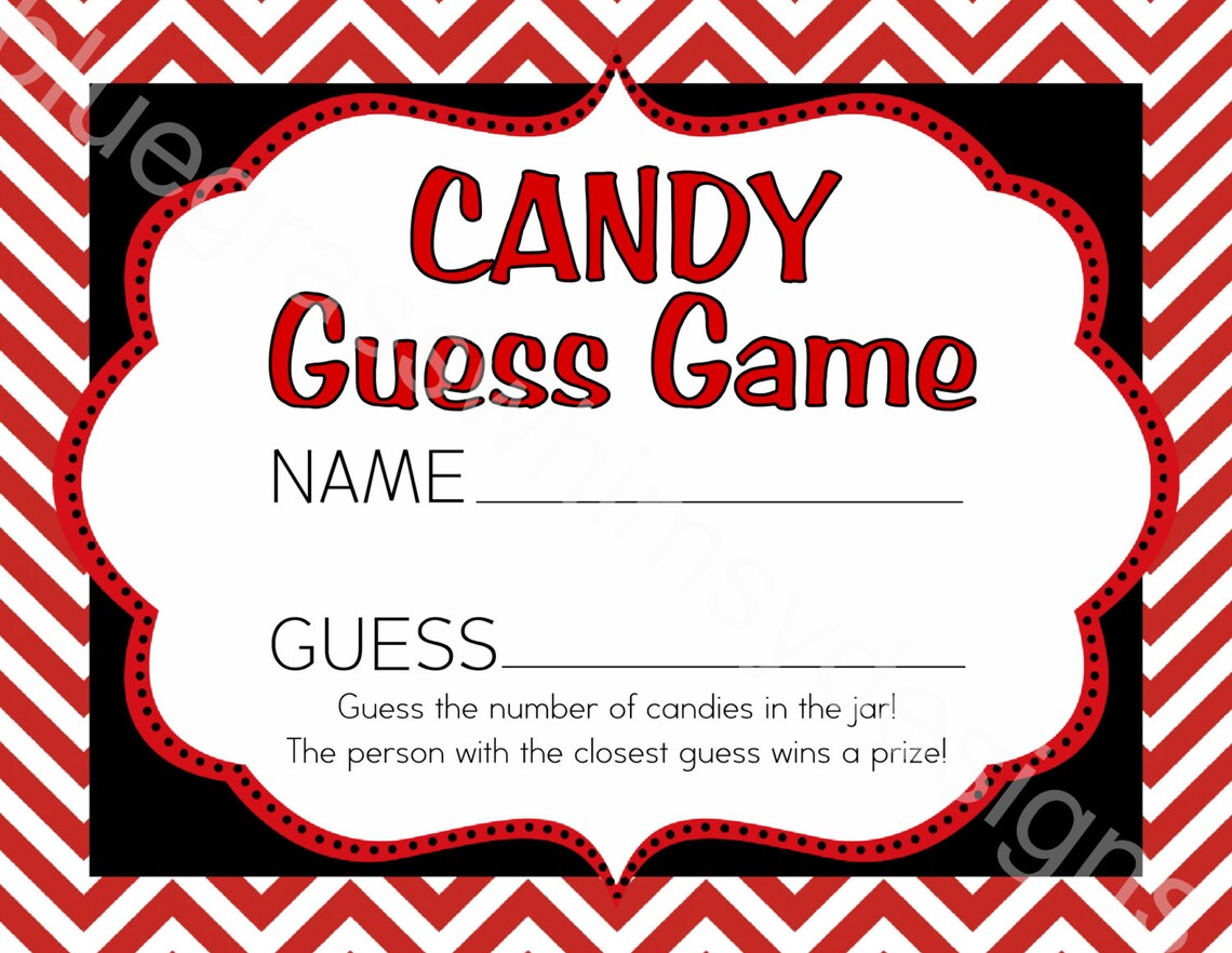 Valentine Candy Game &amp; Entry Cards Guess How Many Printable - Etsy Canada
