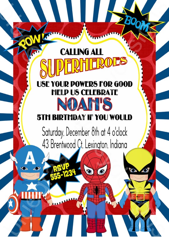 Superhero Theme Party Invitations 5
