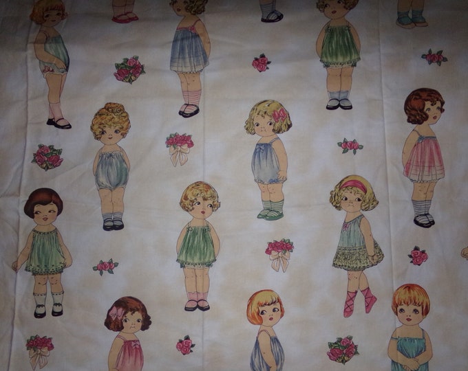 Paper Doll Fabric / Quilting Kids Fabric / Out of Print Paper Doll