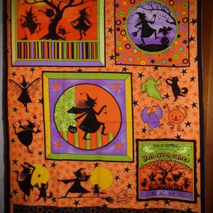 Halloween Fabric /  Halloween Witch Panel Fabric /  Silowitches Fabric