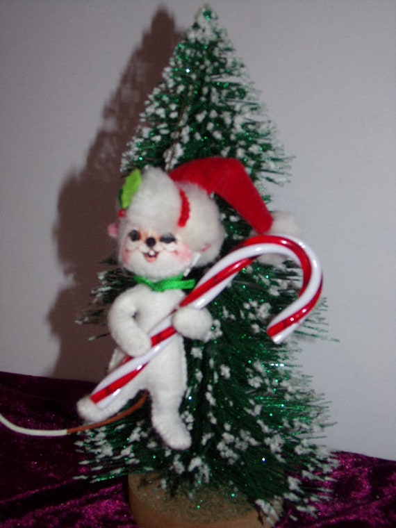 Vintage Annalee Candy Cane Mouse   Candy Cane Decoration  Christmas Ornament  Holiday decoration