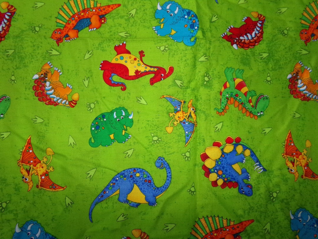 Dinosaur Fabric Panel / Childrens Dinosaur Fabric / 100 cotton
