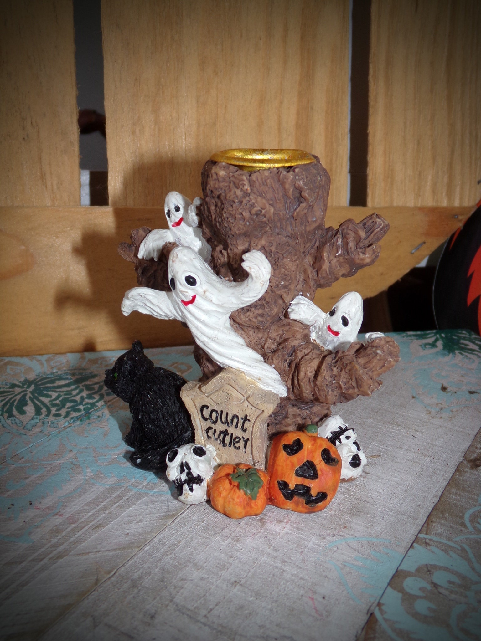 Vintage Halloween Candle Holder / Ghost Candle Holder / Fall  display picture 1