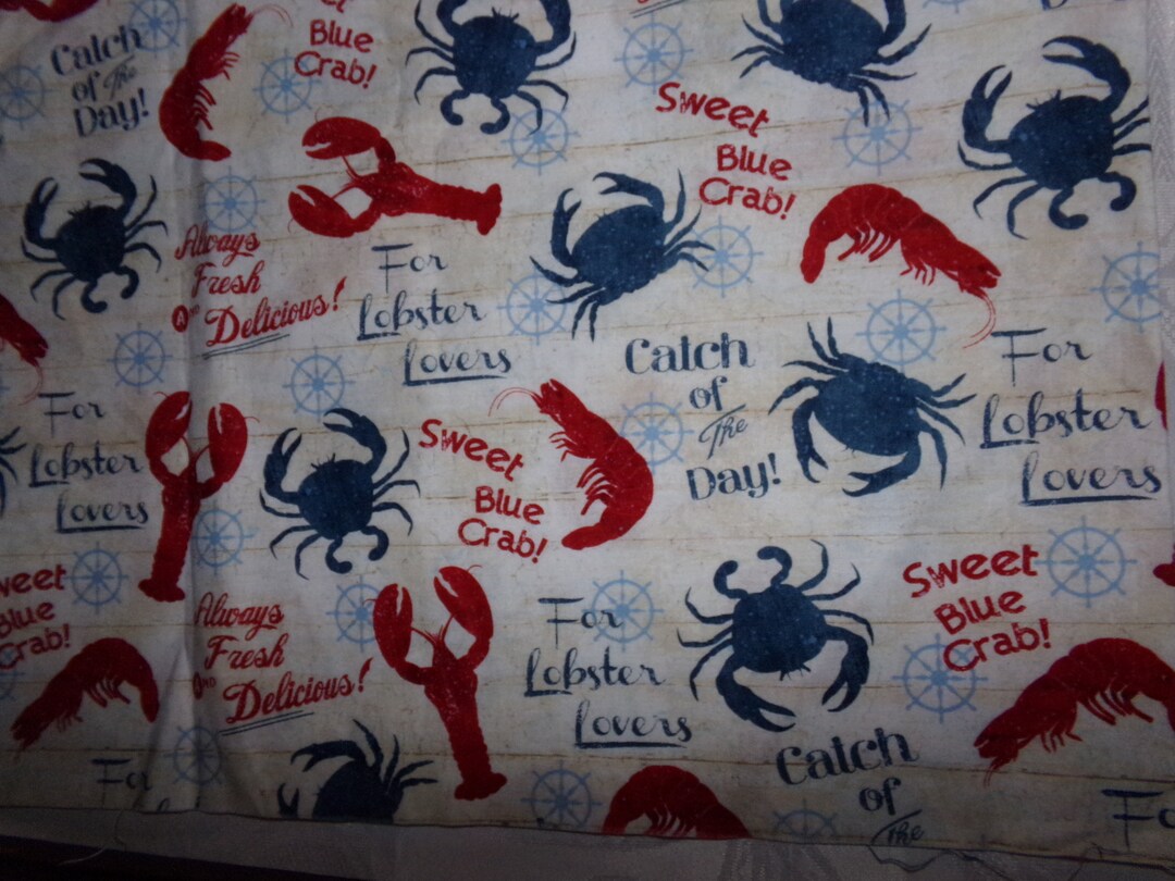 Lobster Fabric / Catch of the Day Fabric / Seafood Fabric / Ocean Fabric / Windham Fabrics Etsy