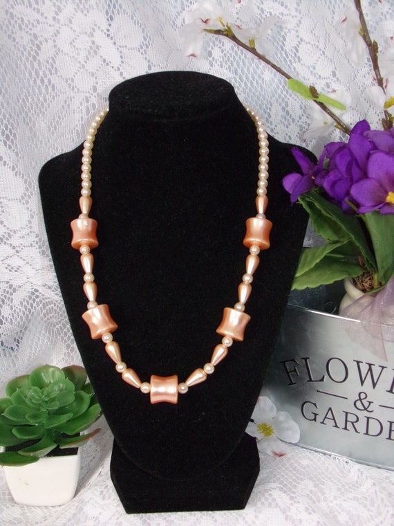 Rose Gold Color Necklace .  Chunky Beads Necklace 