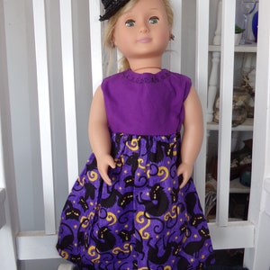 18&#39;&#39;Doll Cloths  /  made in U S A  / Hand made Doll Cloths / 18 inch Halloween Doll Cloths  /   Black Cat dress for 18&#39;&#39; Doll