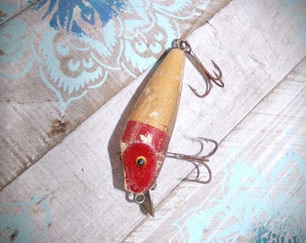 Vintage Wood Fishing Lures / 3'' Anglers Fishing Lure / Octopus Hooks  Fishing Lures / Gift for the Fishermen / 