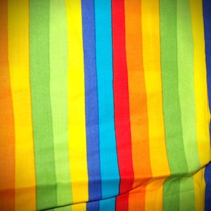 Rainbow Pride Striped Fabric  / Designer Fabric  /  1/2 inch  Rainbow fabric / Fun Summer Fabric