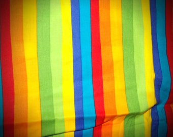 Rainbow Pride Striped Fabric  / Designer Fabric  /  1/2 inch  Rainbow fabric / Fun Summer Fabric